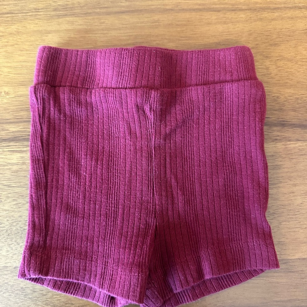 Kate Quinn Ribbed High-Waist Baby Shorts — Deep Red 6-12m